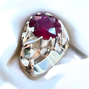Natural Ruby Ring, Mens Ruby Ring, Handmade Ring, 925 Solid Sterling Silver, Nat - Picture 1 of 3
