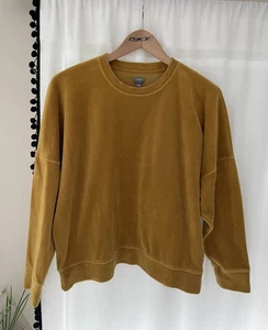 AERIE MUSTARD YELLOW CREW VELOUR LIKE SWEATSHIRT WOMENS M MEDIUM CREWNECK - Picture 1 of 3