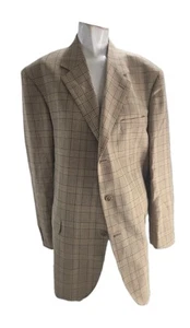 Brooks Brothers Men's Blazer 44L Tan Plaid Wool Madison 1818 Three Button - Imagen 1 de 10