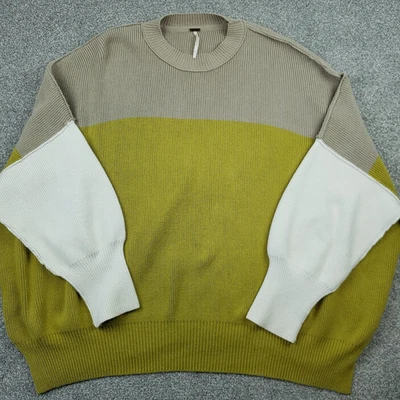Free People Easy Street Colorblock Ultra Oversized Pullover Sweater Women’s L Foto 1 de 4