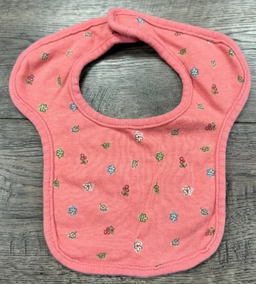 Baby Girl Vintage Gymboree Coral Leaf Flower Bib - Image 1 of 2