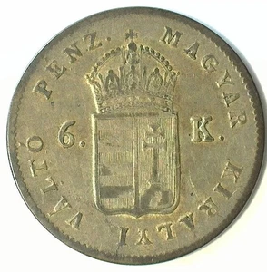 INDEPENDENT HUNGARY 1849.NB (BAIA MARE ROMANIA) 6 KRAJCZAR (KM#435) CH XF - Picture 1 of 2