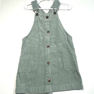 Oshkosh B'gosh Vestbak Girls 4T Celadon Green Corduroy Overall Jumper Pockets - Picture 1 of 9