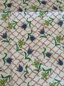 VINTAGE MEHL ZUCKER FUTTERSACK GEÖFFNETER BEUTEL BLUMENMUSTER. BLAUE TULPE GELBE NARZISSENBLUME - Bild 1 von 5