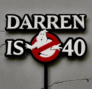 Personalised Birthday Cake Topper Ghostbusters Design made from 3mm Acrylic - Picture 1 of 5