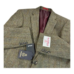 NEU - Dobell Harris Tweed Scotland grün + braun Overcheck Blazer Gr. 42 S, EU 52 - Bild 1 von 24