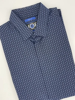 Camisa Joseph Abboud Para Hombres Mediana Azul Calce Ajustado Manga Larga Vestido Patrón Moderno Foto 1 de 4