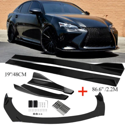 For Lexus GS350 GS450 Car Front Bumper Lip Spoiler Splitter Black & Side Skirts Foto 1 de 4