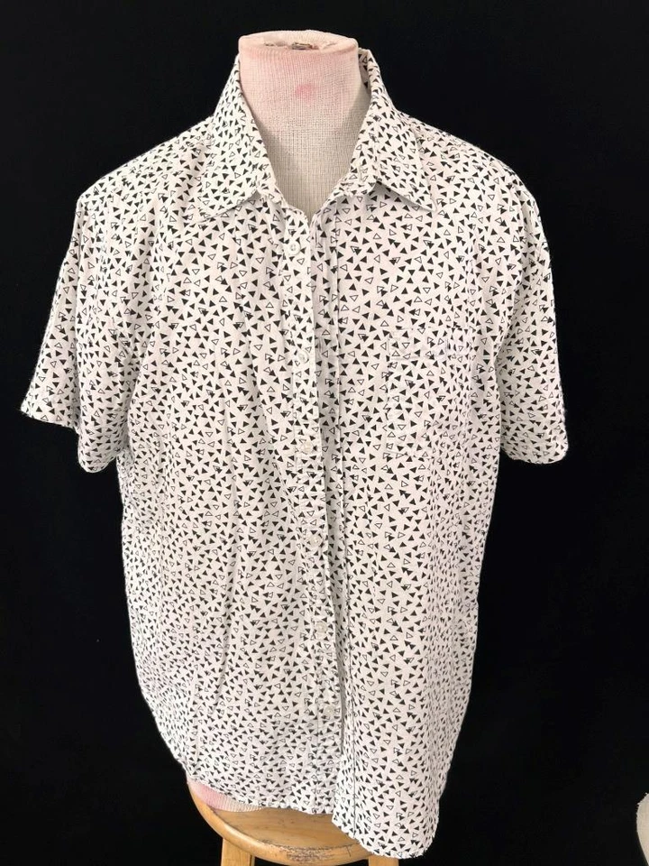 88 Platinum mens shirt size XL short sleeve button up cotton black white - Image 1 of 4