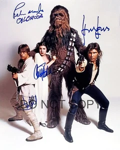 Star Wars Original Cast signed REPRINT 8x10 Foto Luke, Leia, Han + Chewbacca #1 - Bild 1 von 1