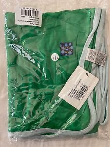 Kickee Pants Swaddling Blanket In Solid Fern with Spring Sky Contrast Trim, New