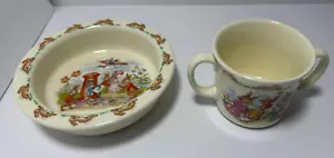 Set tazza e ciotola bambino vintage Bunnykins Royal Doulton Bone China - Foto 1 di 7