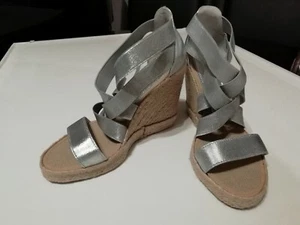 Sandali Argento zeppa in corda, pelle + elastico, Casteller Espana, 36, tacco 9 - Foto 1 di 4