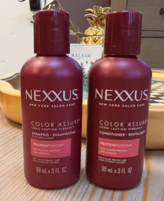 Nexxus Color Assure Shampoo & Conditioner travel size bottles 3oz / 89ml NEW - Image 1 of 3