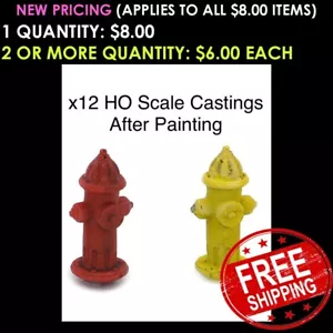 HO Scale (Pack Of 12) Fire Hydrants White Metal Castings Model Railroad H0n3 New - Picture 1 of 4