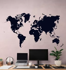 World Map Vinyl Wall Decal Sticker. Includes Location Pins. Office Wall Map #873 - Picture 1 of 15