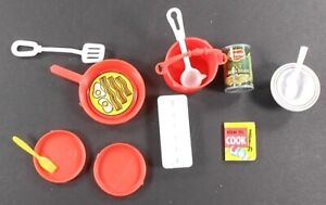 Barbie Size Dollhouse Miniatures "How to Cook" Pot Pan Can Food Utencils Book