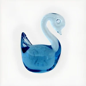 Artcristal Vintage Blue Handmade Swan Made In Czech Republic Paerweight - Picture 1 of 8