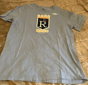 KANSAS CITY ROYALS Baseball NIKE Athletic MEDIUM Blue MLB Shirt FREE SHIPPING - Picture 1 of 2