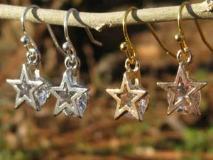 GLAMOUR GIRL ATTRACTION EXTREME BEAUTY EARRINGS star hooks hypoallergenic - Picture 1 of 3