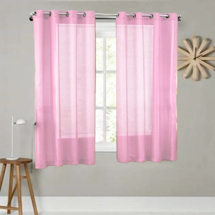 2 PIEZAS PANEL DE GASA TRANSPARENTE SÓLIDO INTERIOR OJALES DE BODA CORTINA DE VENTANA  Foto 1 de 1