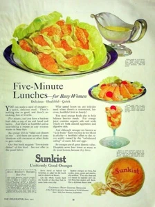 Anuncio impreso de naranjas Sunkist 1921 decoración de cocina A1 - Imagen 1 de 2