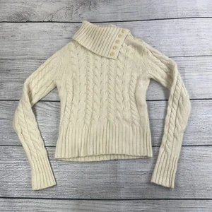 Suéter Banana Republic Angora Asimétrico Mujer Talla Mediana Tejido con Cable Marfil - Imagen 1 de 12