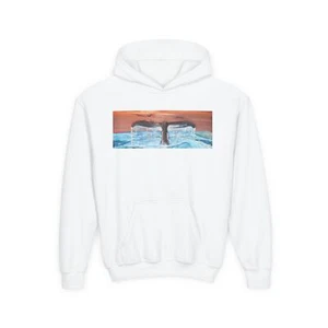 Youth Heavy Blend Hooded Sweatshirt Love Whales Tail Ocean Sunset Beach Whales - Picture 1 of 33