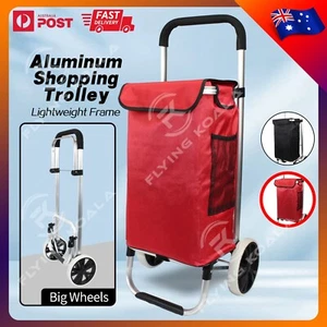 Shopping Trolley Foldable Aluminium Frame Cart Luggage Grocery Bag Big Wheel - Picture 1 of 9