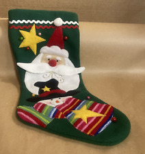 Christmas Stocking~Santa & Snowman~Flannel & Felt Applique~Lined
