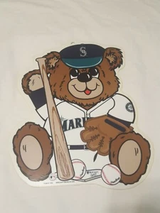 1998 VINTAGE SEATTLE MARINERS  PLASTIC TEDDY BEAR SIGN - Picture 1 of 9