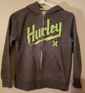 Hurley Junior Girls Hoodie Sweatshirt Size S/P Zipper Front Gray Green Pullover - Picture 1 of 12