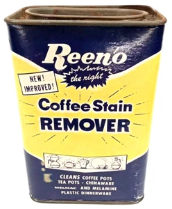 MCM Housekeeping Reen'o Coffee Stain Remover In Cardboard Can 1950s Old Stock - Picture 1 of 8