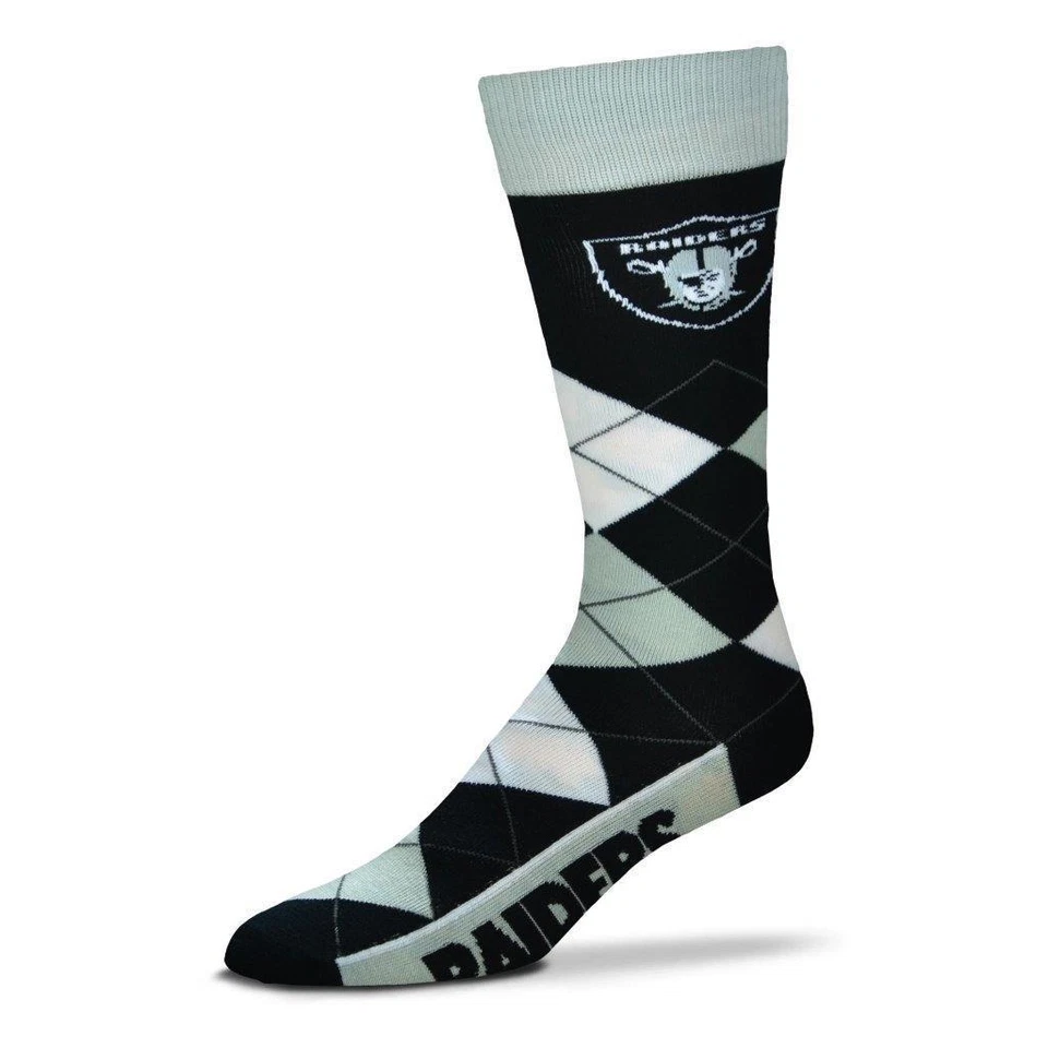 Oakland Raiders Men's Crew Socks One Size Fits Most Argyle Lineup - Image 1 of 1