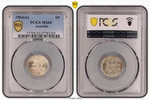 Australia 1963 QEII Silver Sixpence Coin PCGS MS65 Gem Unc #2165 - Bild 1 von 1