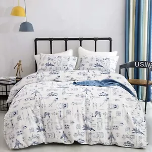Jumeey Boys Duvet Cover Set Twin Cars Tank Helicopter Aircraft Military Trans... - Picture 1 of 6