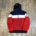 Tommy Hilfiger Rain Coat Y2K Full Zip Hooded Jacket, Red, Mens Large