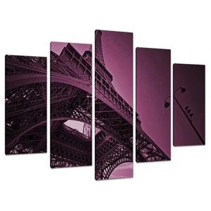 5er Set Pflaume Lila Wandbilder Leinwand Bilder Paris Frankreich Drucke 5015 - Bild 1 von 1