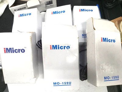 NEW 6X, iMicro Computer USB Wired Black 3-Button Optical Scroll Ergo Mouse - Image 1 of 3