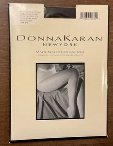 Donna Karan Matte Sheer Control Top Hosiery Pantyhose Chocolate Medium NIP - Picture 1 of 4