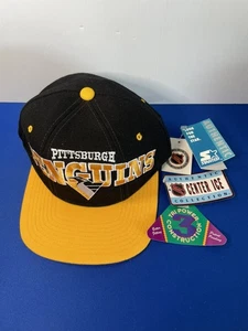 Vintage Pittsburgh Penguins Starter Snapback Hat Tri Power 90’s New w Tags NWT! - Picture 1 of 12