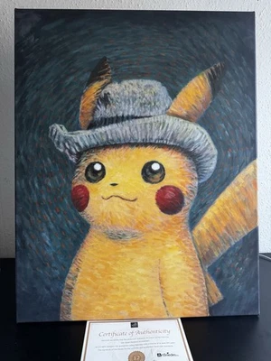 Pokémon x Van Gogh Museum Pikachu  Canvas Large 70x55cm Neu Zertifikat Ungerahmt - Bild 1 von 4