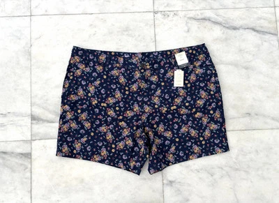 St. John's Bay Chino шорты темно-синий цветочный средний подъем 8» внутренний шов плюс 28 Вт новый с Ярлыками - Изображение 1 из 4