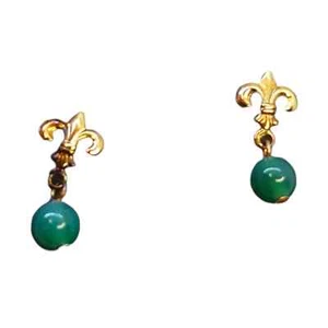 Vintage Dainty Womens Earrings,  Green Trifari Crown, Costume Jewelry - Picture 1 of 2