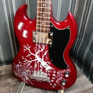 EPIPHONE EB-0 Basso Elettrico SG Ciliegio Dipinto Originale Chitarre Basso 2505M - Foto 1 di 10