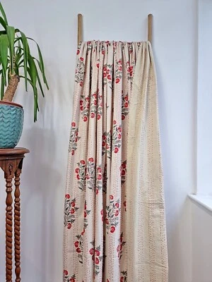 Indian Cotton Bedspread Handmade Kantha Quilt Throw Block Print Blanket Quilt - Image 1 of 4