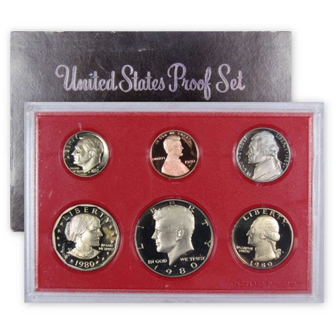 1980 Proof Set U.S. Mint Original Government Packaging OGP Collectible Cover