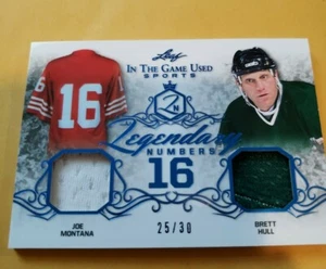 2019 Leaf IN THE GAME LEGENDARY NUMBERS "16" JOE MONTANA & HULL GAME USED - Picture 1 of 2