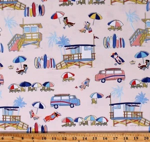 Cotton Beach Summer Vacation Bathing Beauties Fabric Print by the Yard D780.05 - Picture 1 of 1