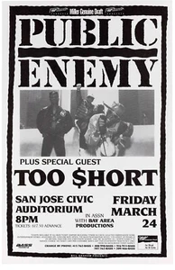 Public Enemy, Too Short 1989 San Jose, CA Framed Concert Poster - Picture 1 of 2